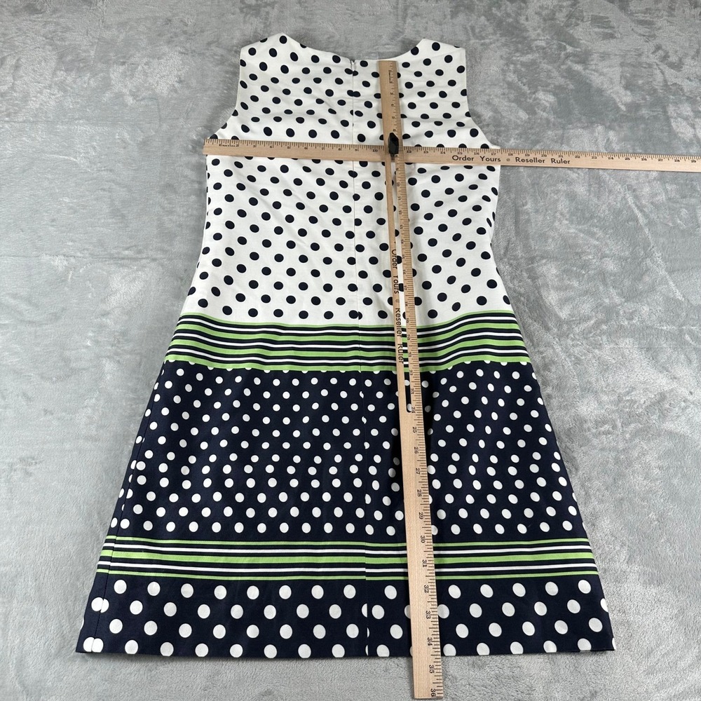 Tahari Arthur‎ S Levine Sheath Dress 6 White Black Polka Dot Colorblock Stripe - Picture 7 of 7